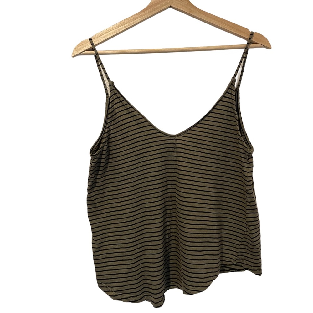 Zara Olive Green Striped Tank Top Size S